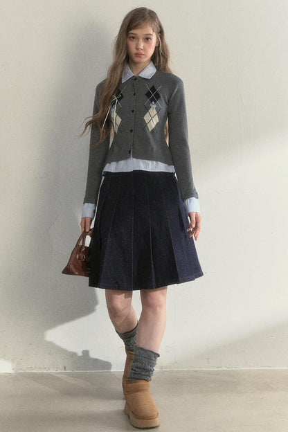 Vintage Rhombus Knit Sweater Top