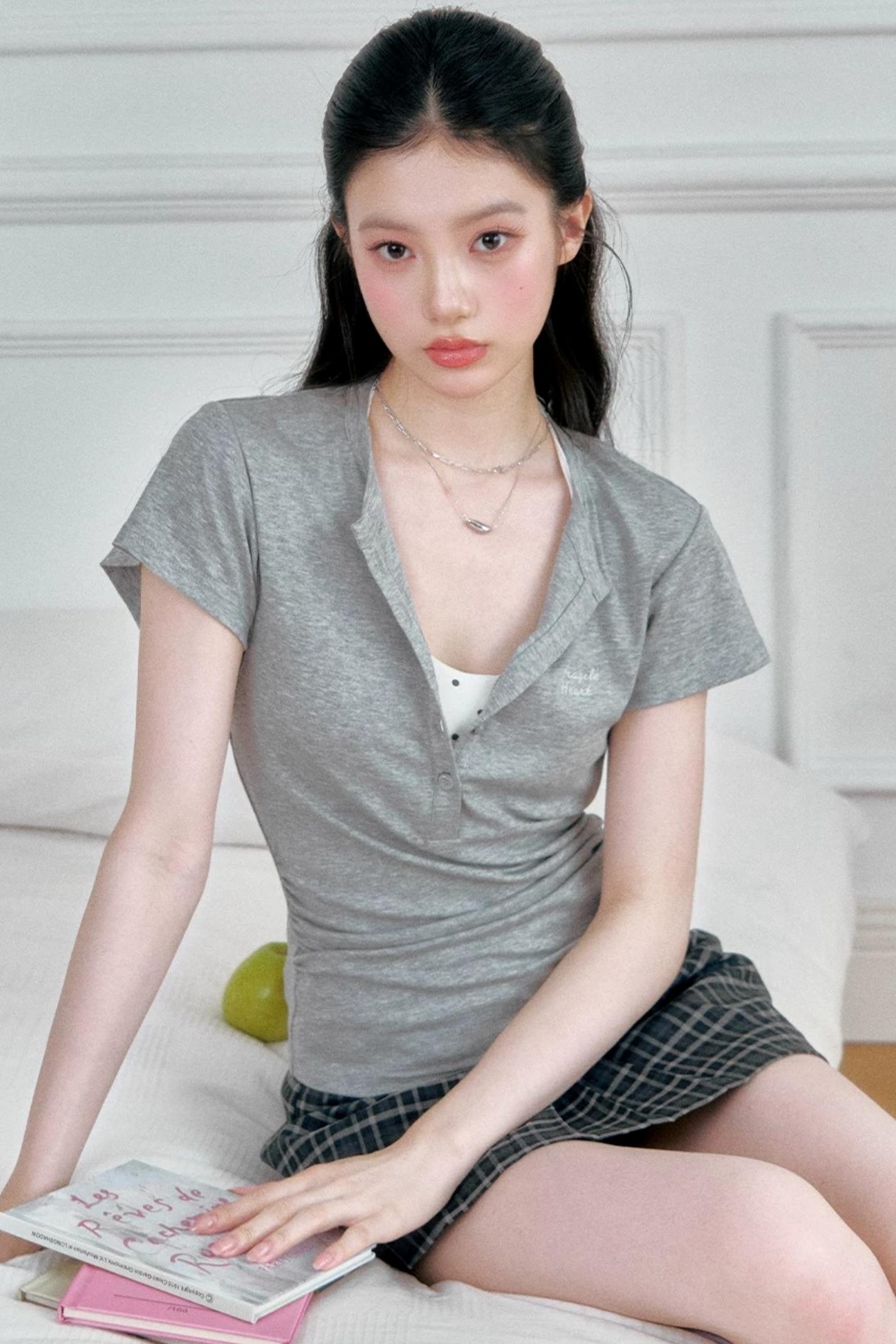 Henry Collar Slim-Fit T-Shirt Set-Up