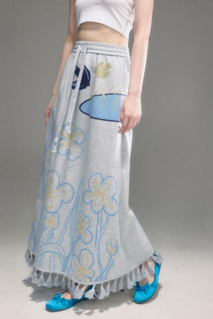 Flying Bird Print Skirt