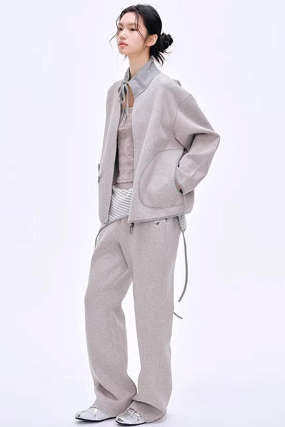 Color-Blocked Striped Cotton Pants