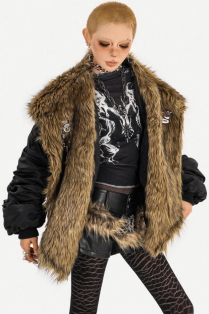 Gothic Fur Collar Cotton Parka Coat
