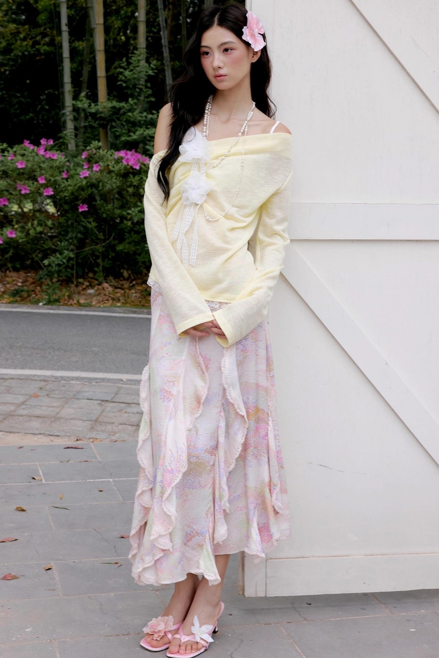 Pale Yellow Lace Knitted Top