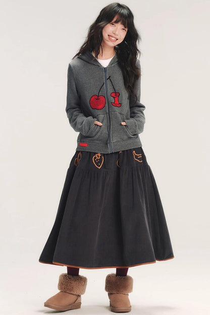 Hand-Painted Cherry Hooded Jacket