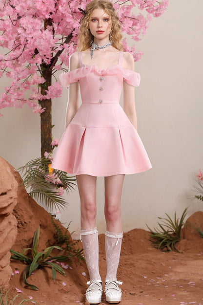 Sweet Temperament Pink Satin Organza Dress