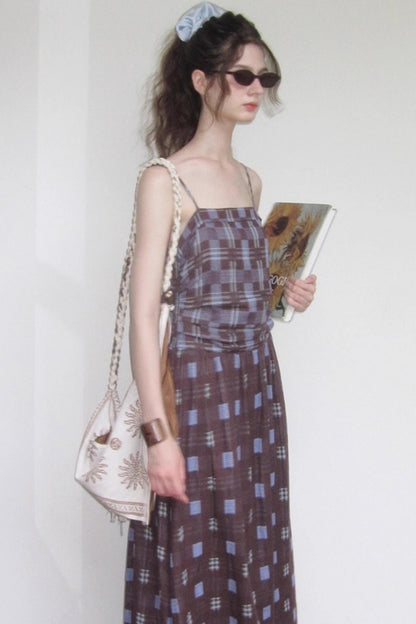 Fall Check Slip Dress