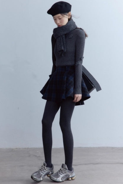 Scottish Plaid A-Hem Woolen Skirt