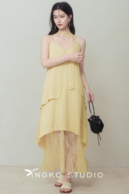 Yellow Patchwork Slip Dress