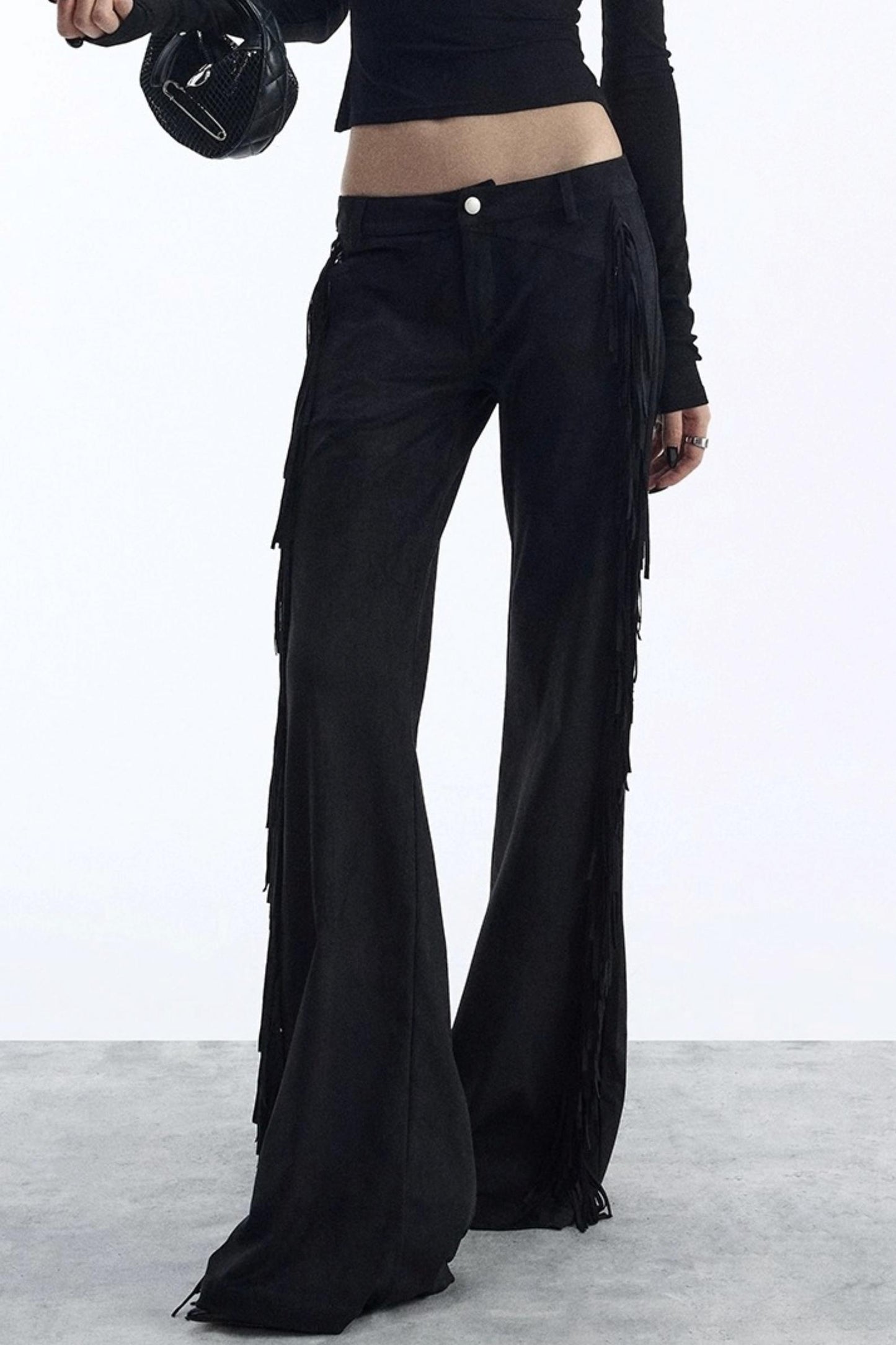 Vintage Low-Rise Fringe Pants
