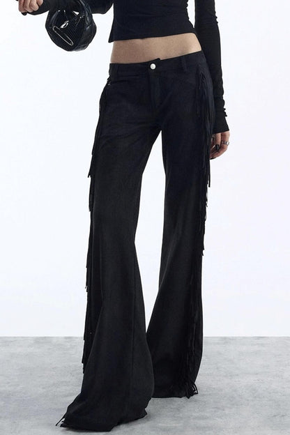 Vintage Low-Rise Fringe Pants