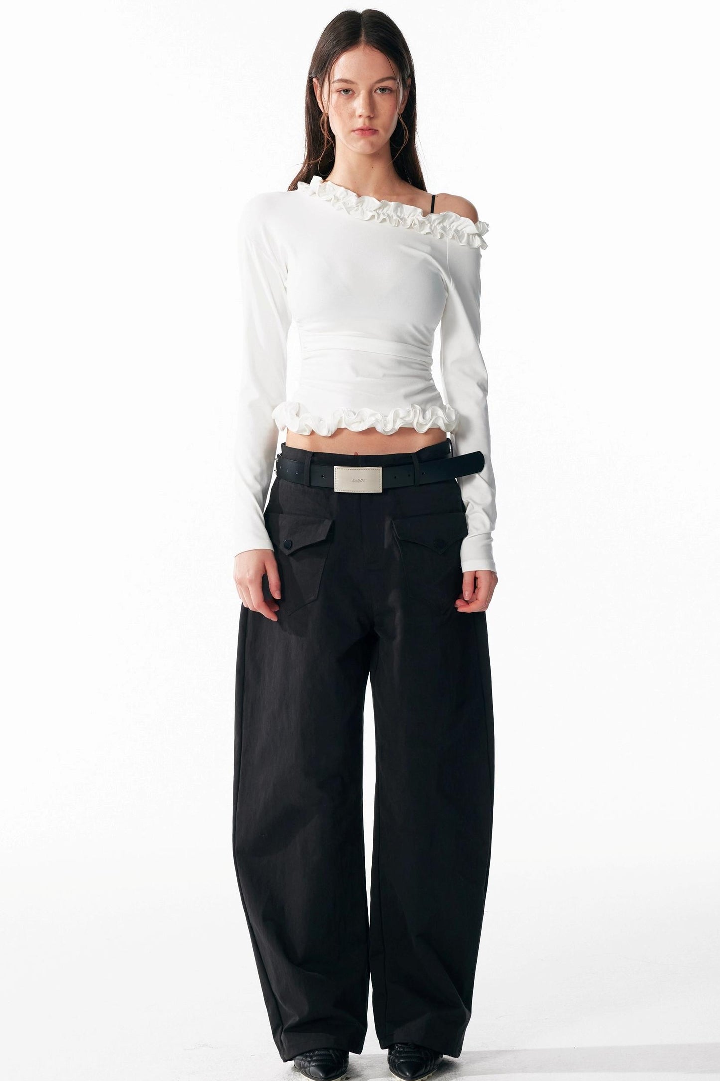 Irregular Lace Waist Slimming Top