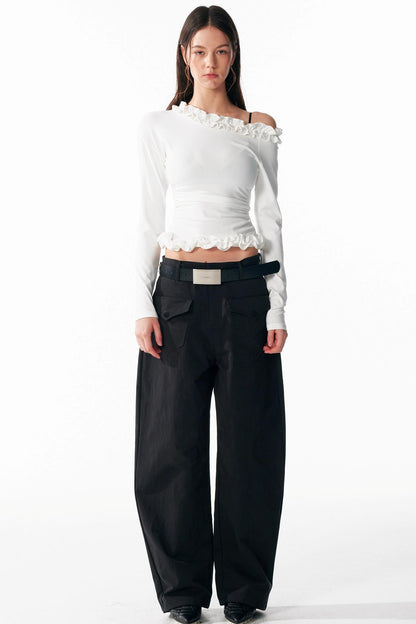 Irregular Lace Waist Slimming Top