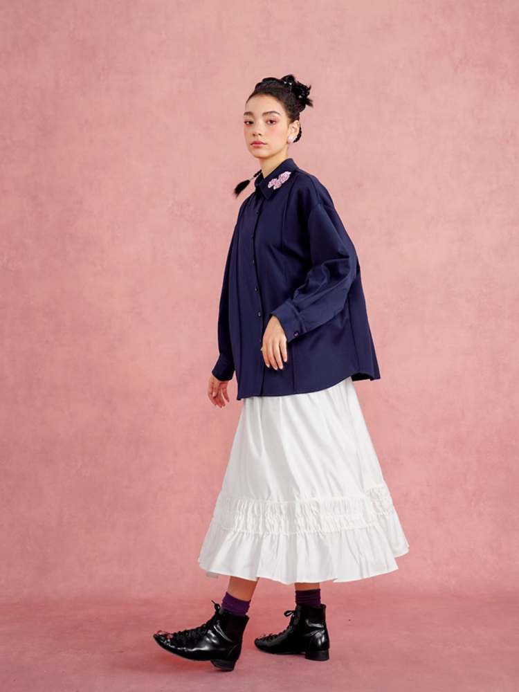 French Elegant Ruffled A-Line Skirt