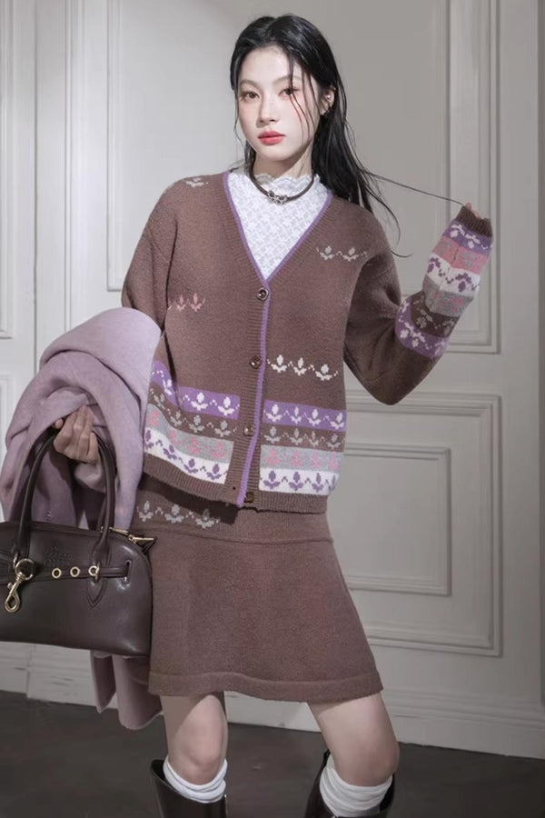 Winter Tulip Wool Cardigan Set