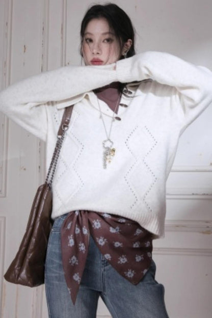 Asymmetrical Collar Knit Sweater