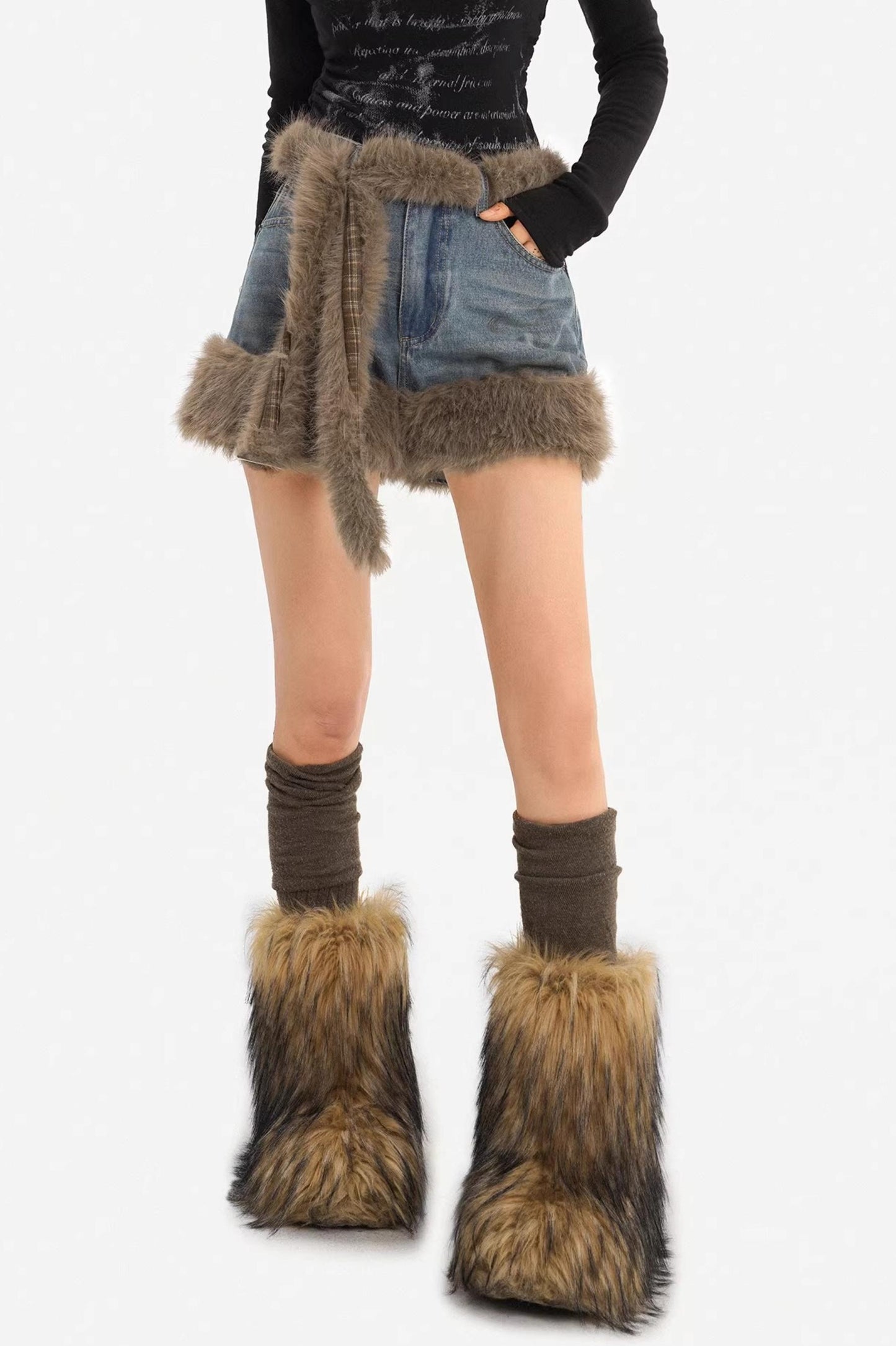 Spicy Girl Patchwork Denim Shorts