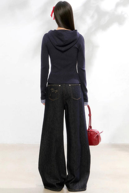 Small Flower Pocket White Jeans