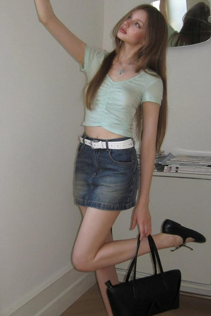 Vintage A-Line High-Waisted Slim Skirt