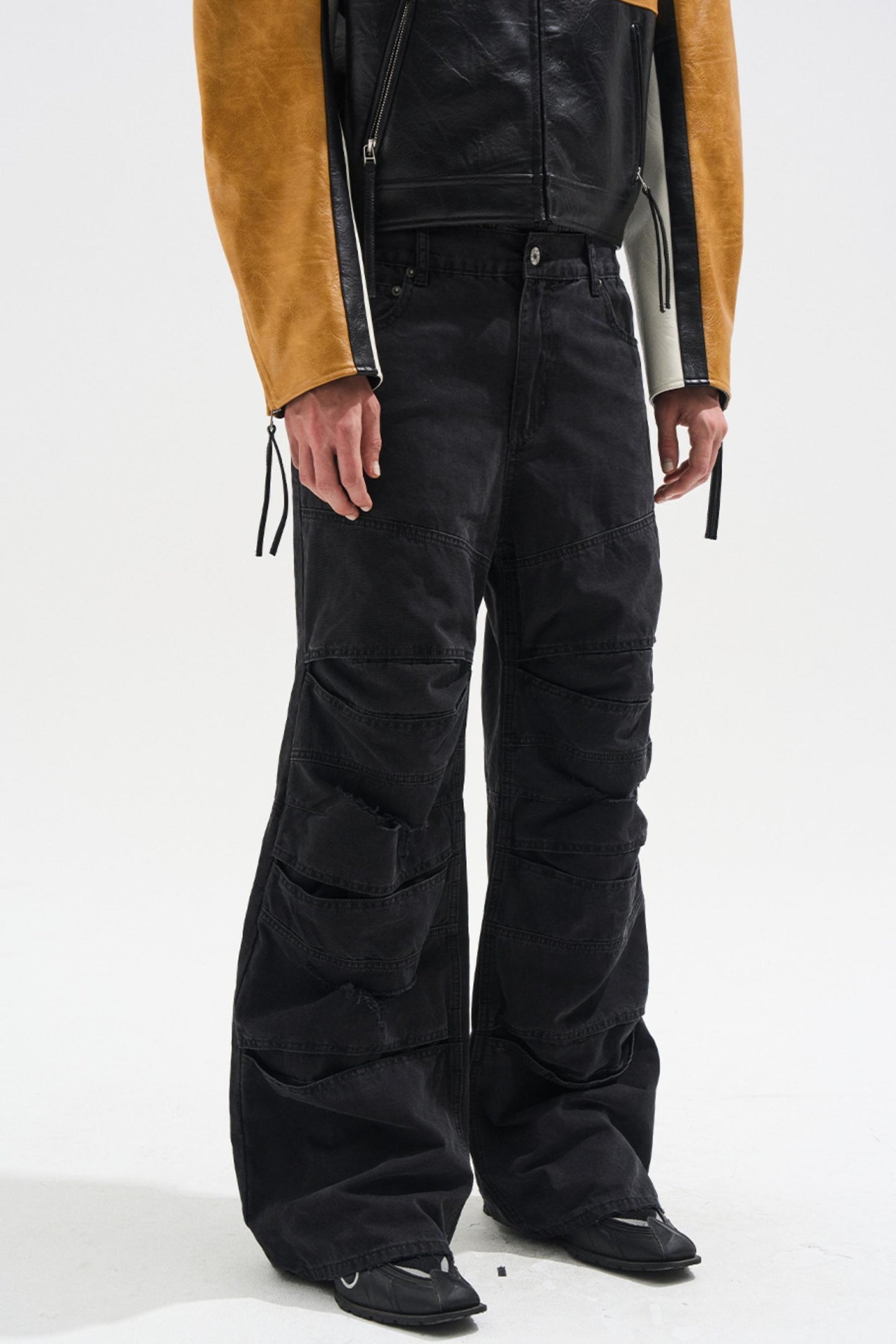 Layered Split Dirty Jeans