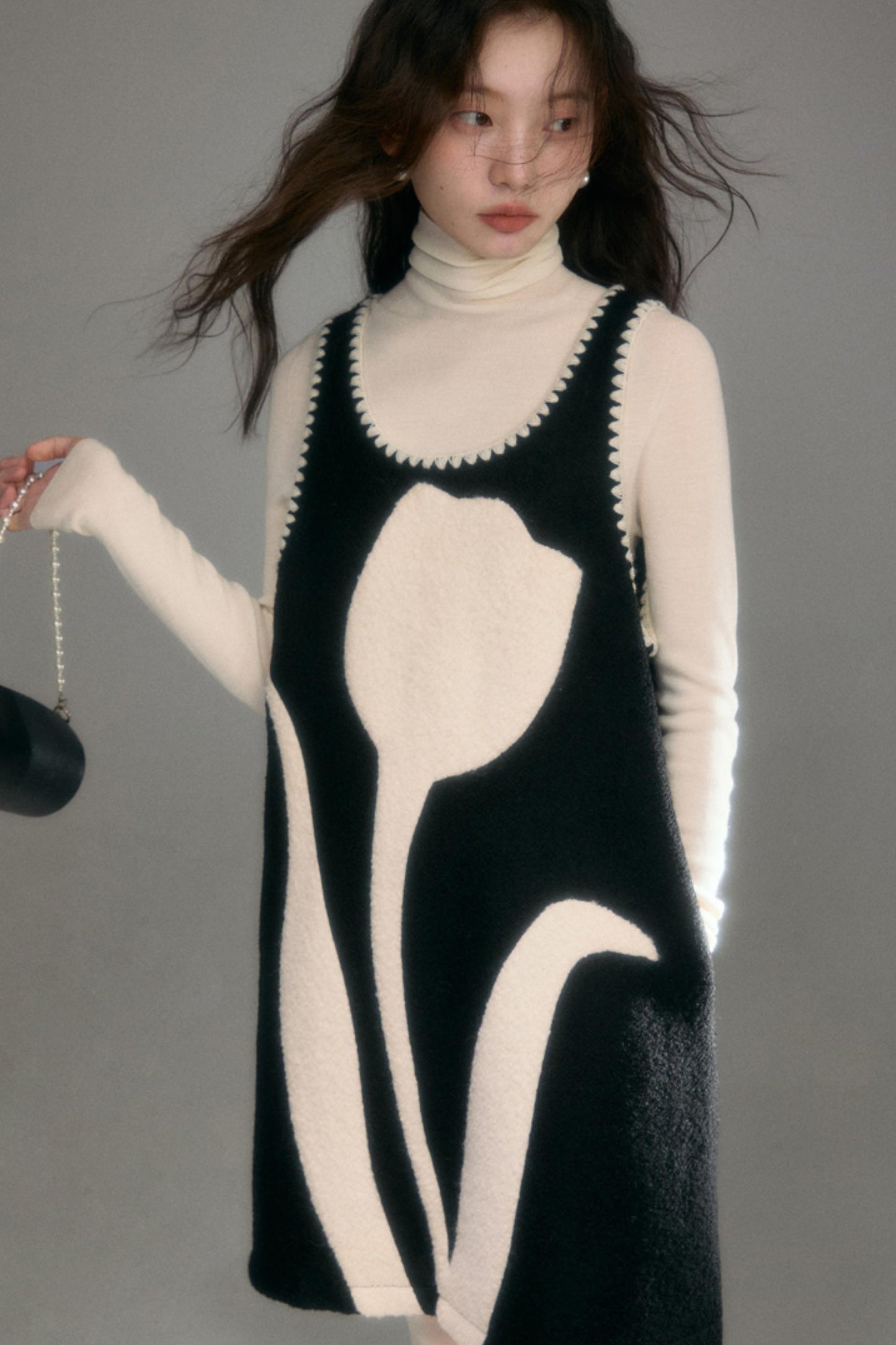 Little Tulip Flower Woolen Vest Dress