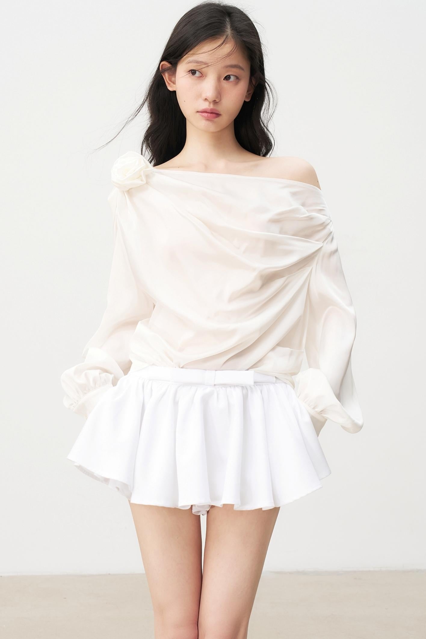 Satin Pleated Mini Skirt