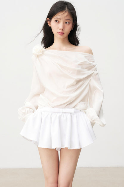 Satin Pleated Mini Skirt