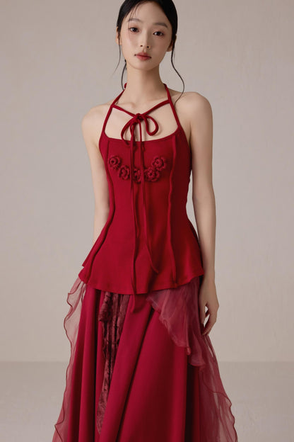 Pink Floral Knit Camisole