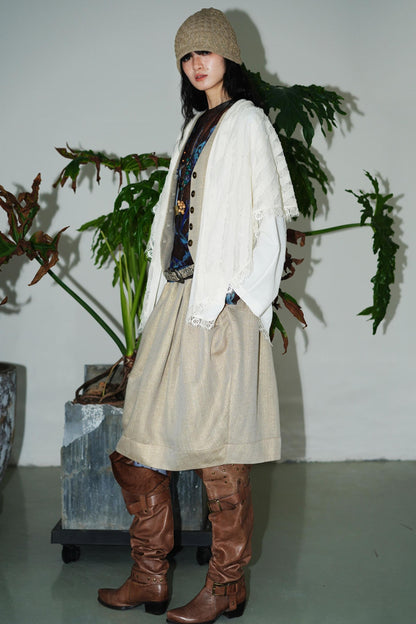 Vintage Paneled Lace Cropped Cardigan Coat