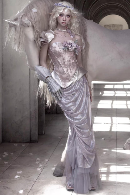 Moonlight Silver Asymmetrical Corset Set