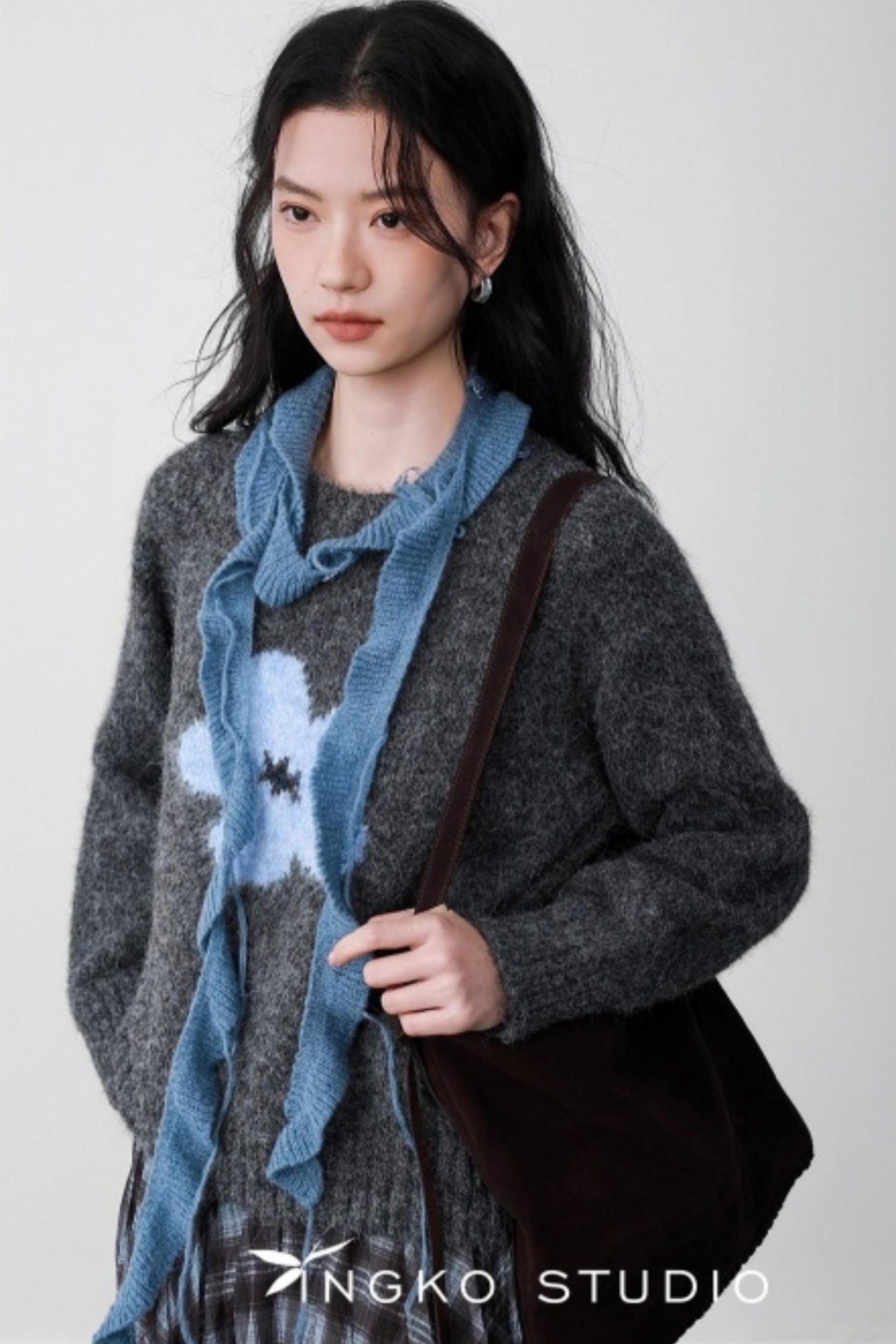 Fog Gray Floral Sweater