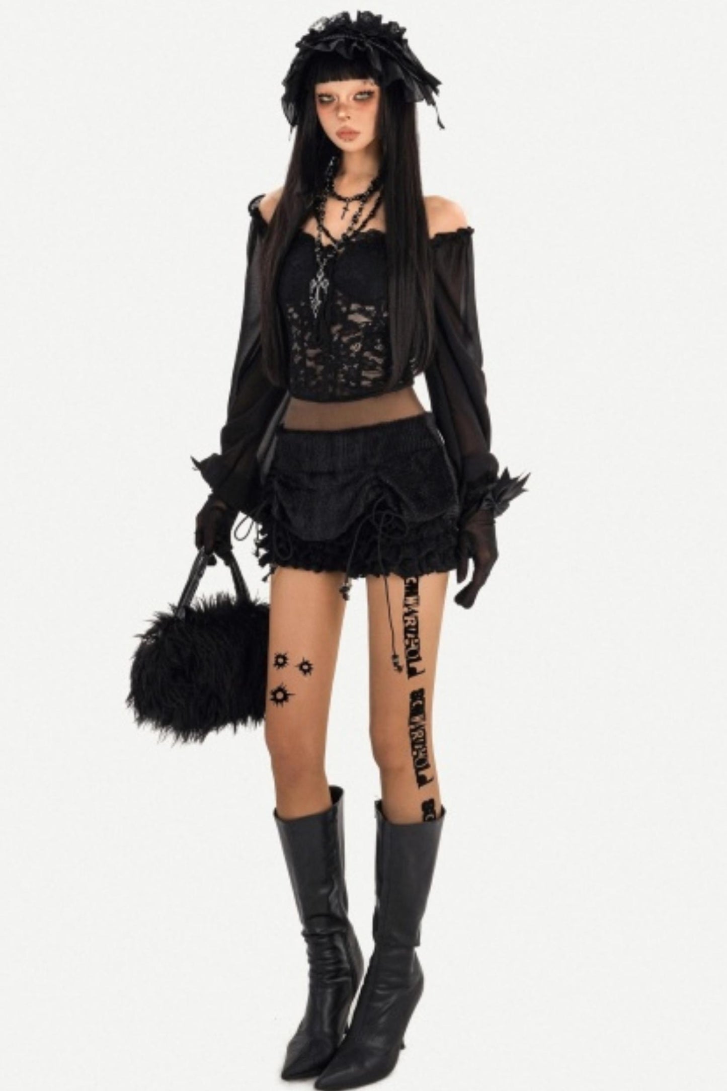 Black Lace Off-Shoulder Top