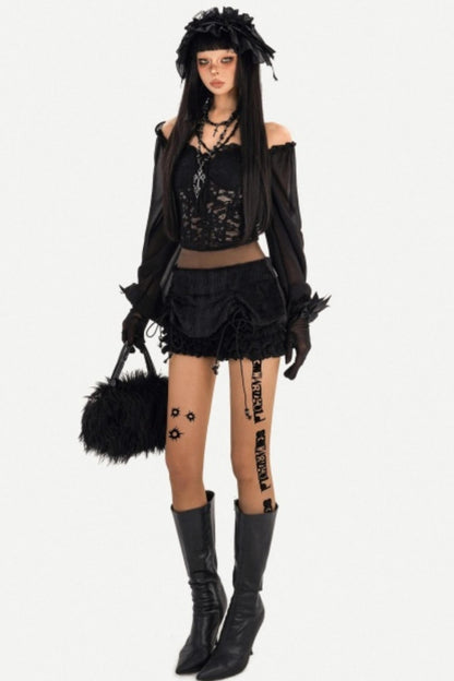 Black Lace Off-Shoulder Top