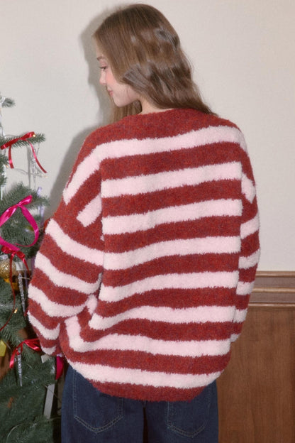 Sweet Striped V-Neck Sweater
