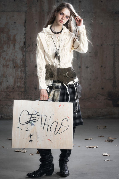 Wander Pleated Distressed Chiffon Shirt