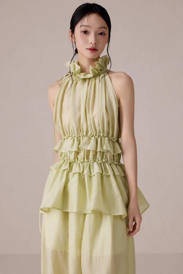 Ruffled Summer Top Pants Set-Up