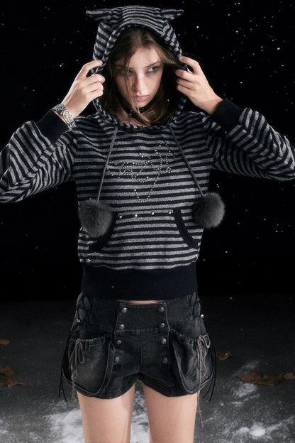 Punk Rivet Hooded Sweatshirt