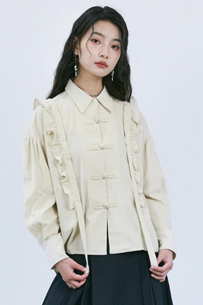 Corduroy Lace Design Shirt