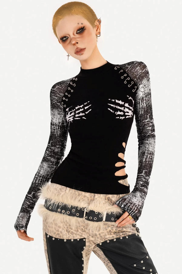 Skull Print Punk Top