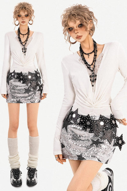 Retro Lace V-Neck Top