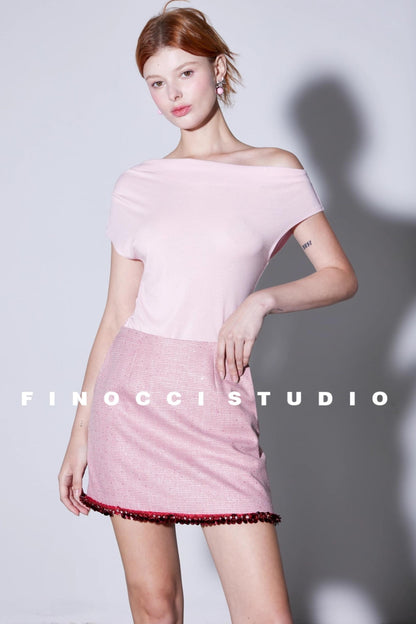 Nude Wool Pleated Top