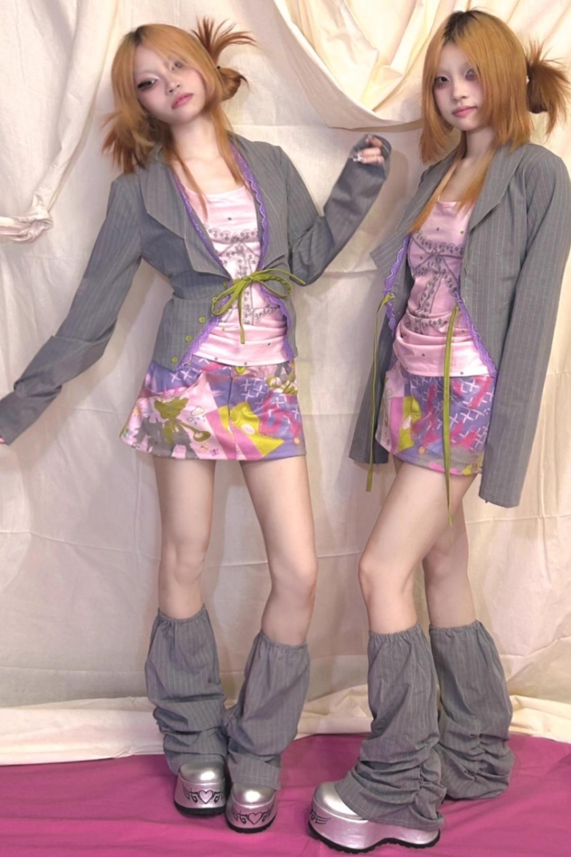 Original Striped Lace Gray Strappy Jacket