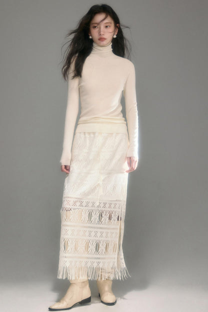 Yangtze Pure Wool Turtleneck Knit Top