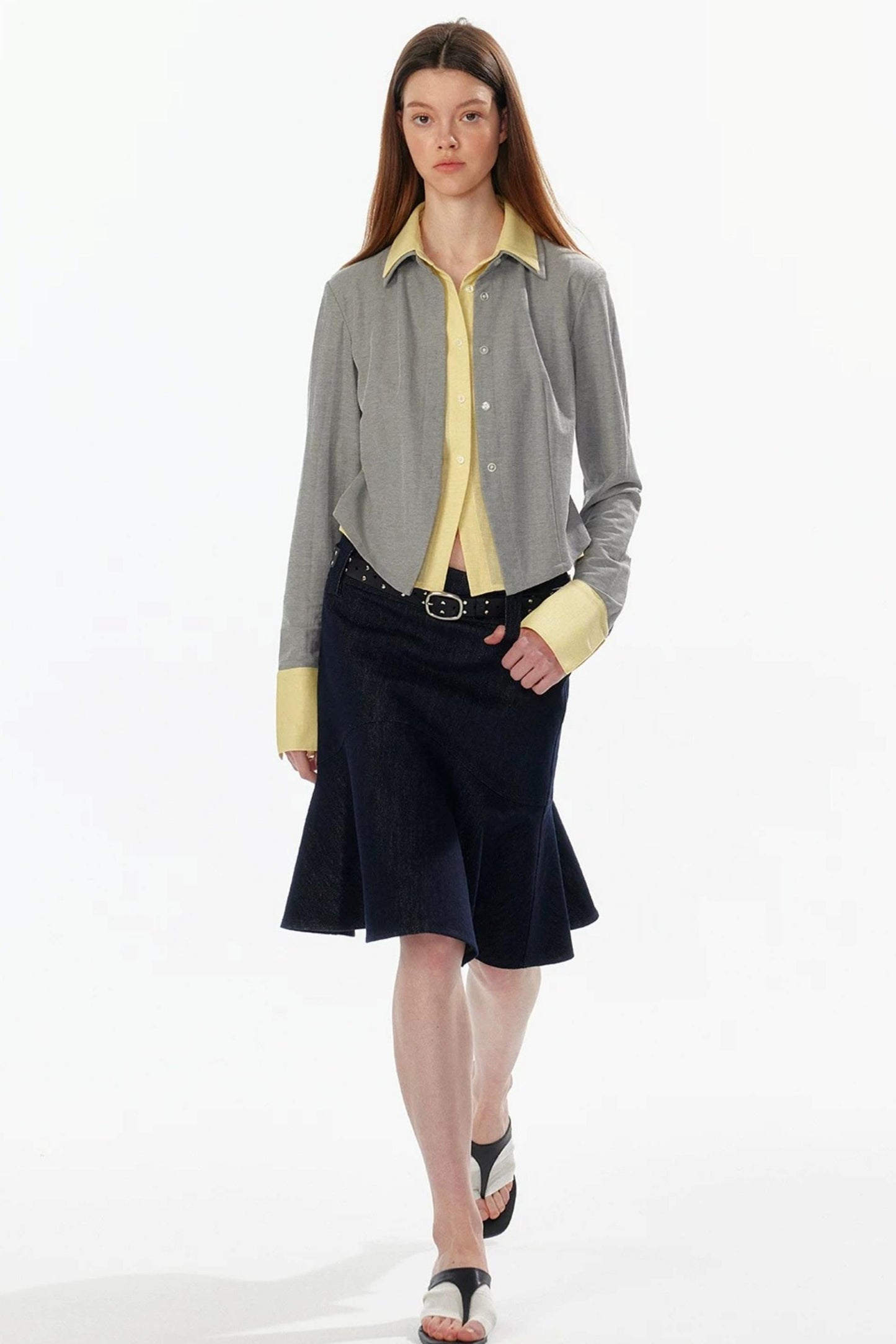 Color-Blocked Fake Two-Piece Shirt