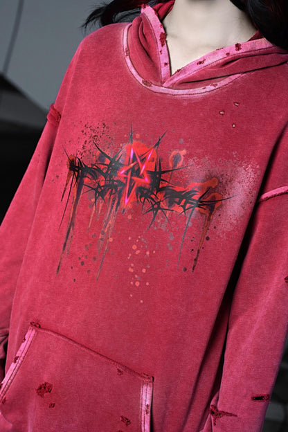 Devil Rust Red Hooded Top