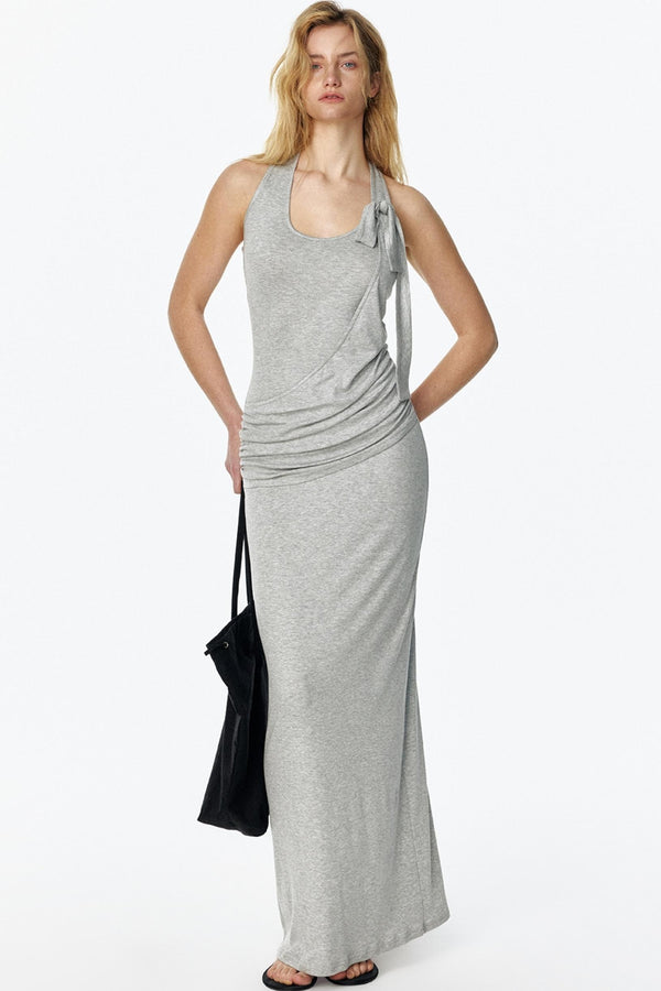 Draped Halterneck Maxi Dress