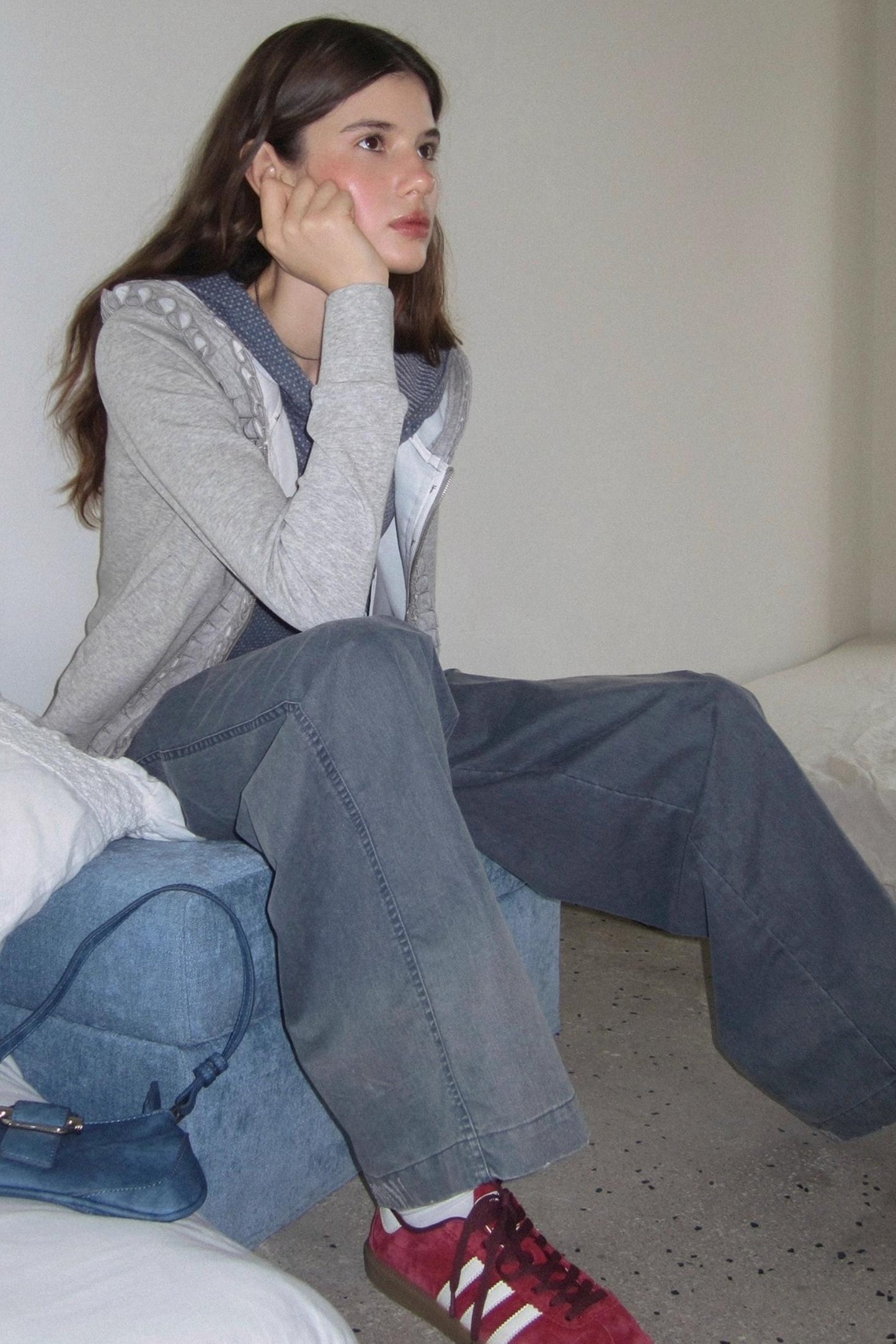 Fake Two-Piece Raglan Sleeve Hooded Jacket