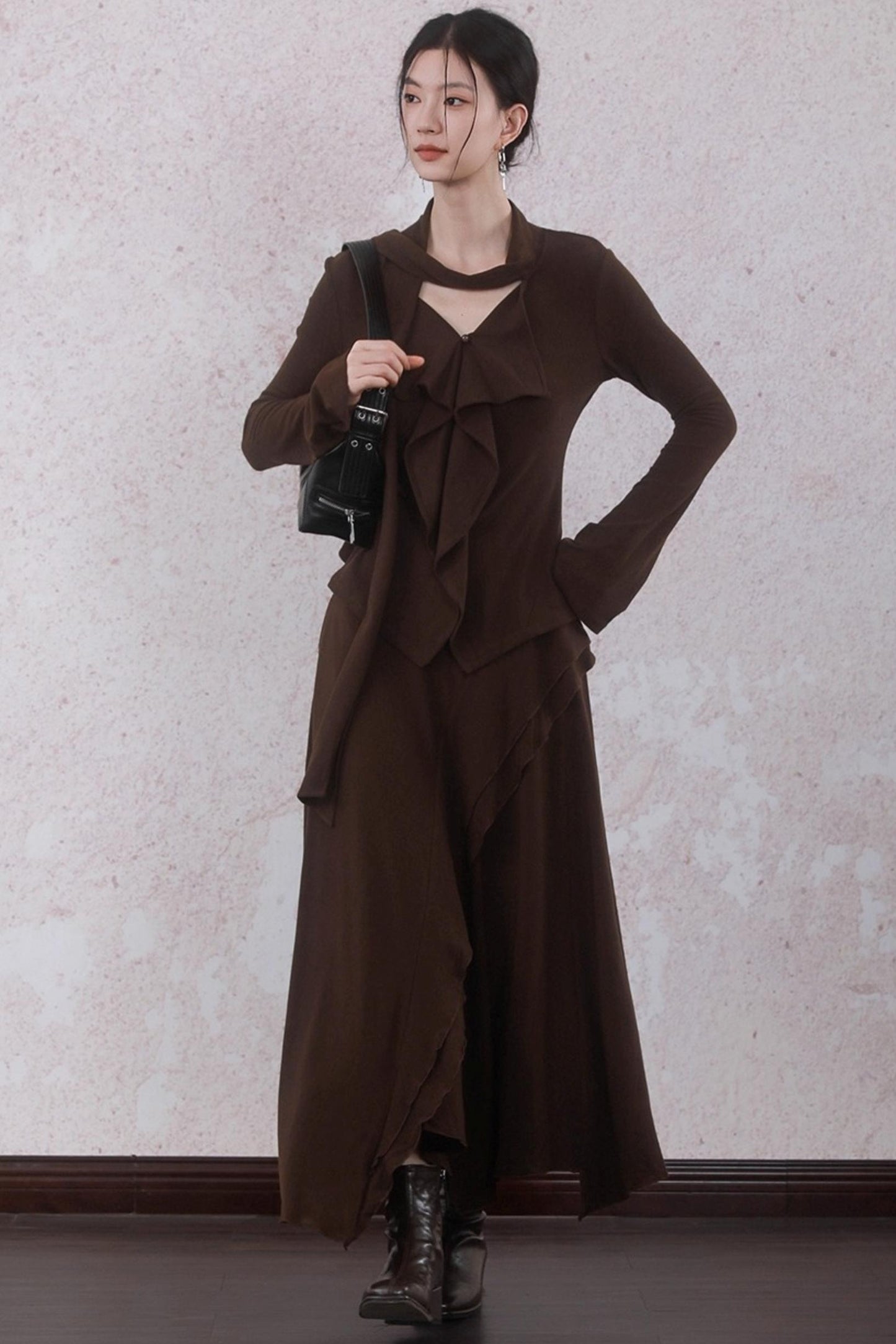 Design Streamer Knitted Top Skirt Set