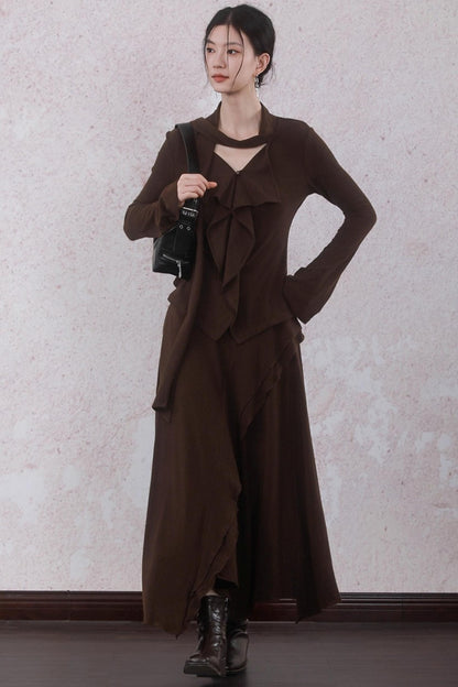 Design Streamer Knitted Top Skirt Set