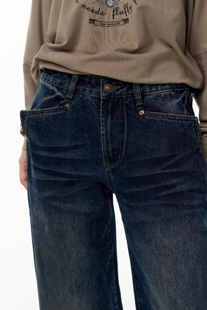 Loose Straight Wide-Leg Scimitar Jeans