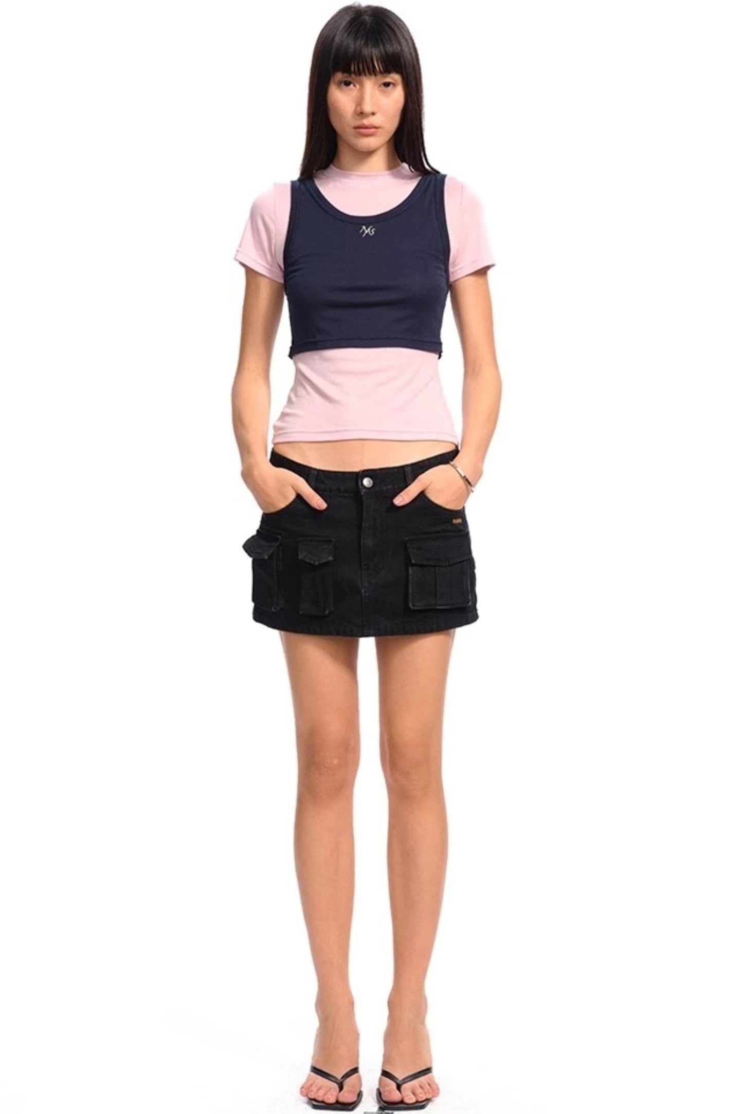 Low-Waist Denim Skirt