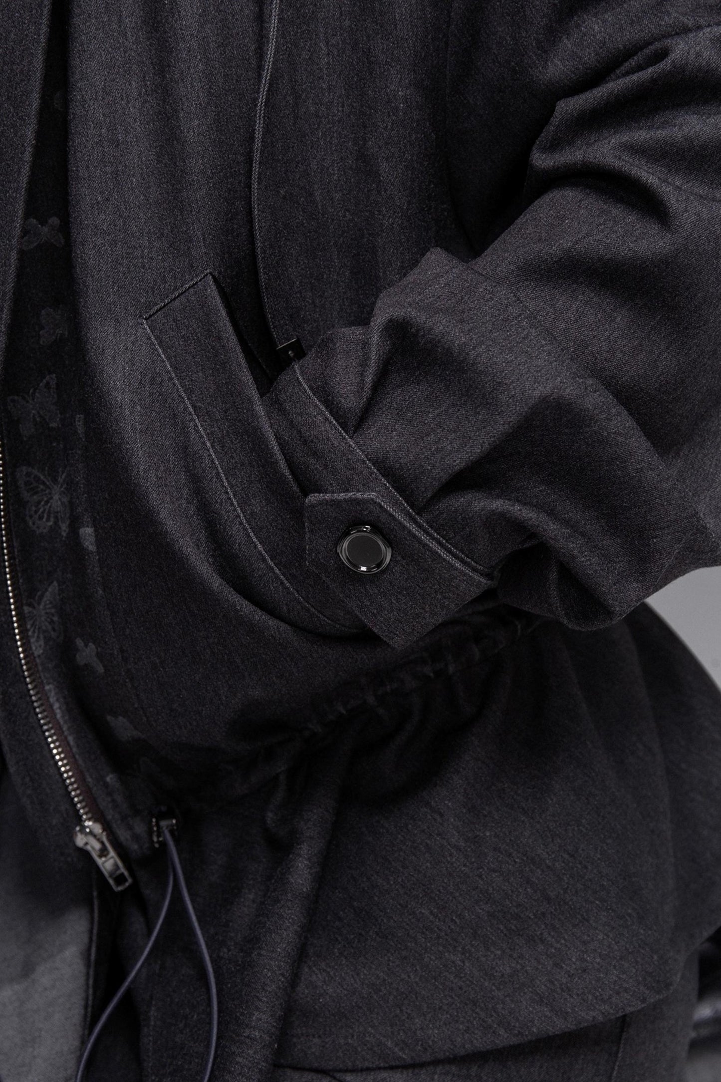 Morning Gray Patchwork Hooded Jacket Set